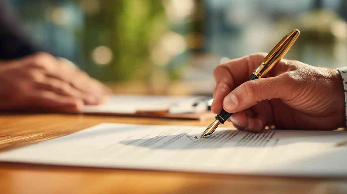 Legal documents and trust binder on a polished desk during a living trust consultation